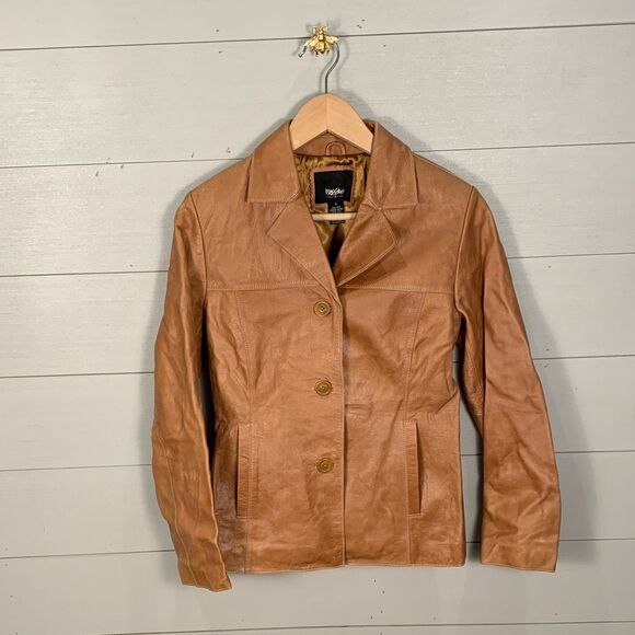 Mossimo Leather Women's Brown Jacket size small - Picture 1 of 13